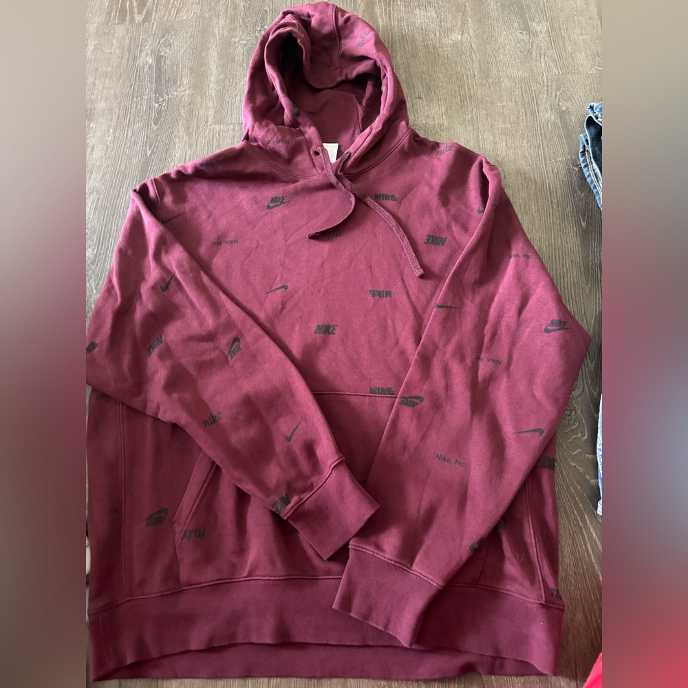Nike Men’s Burgundy All-Over Logo Hoodie